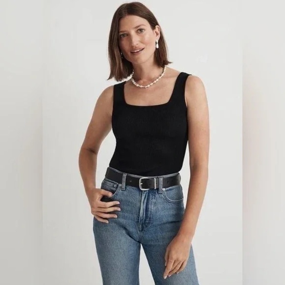 Madewell Rib Square-Neck Sweater Tank
Black NO066